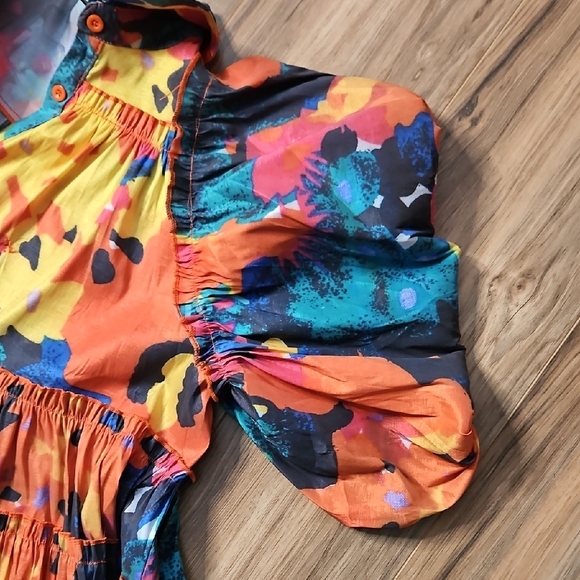 Love Highlight Empire Waist Babydoll Colorful Abstract Floral Print Dress NWOT - Picture 10 of 10